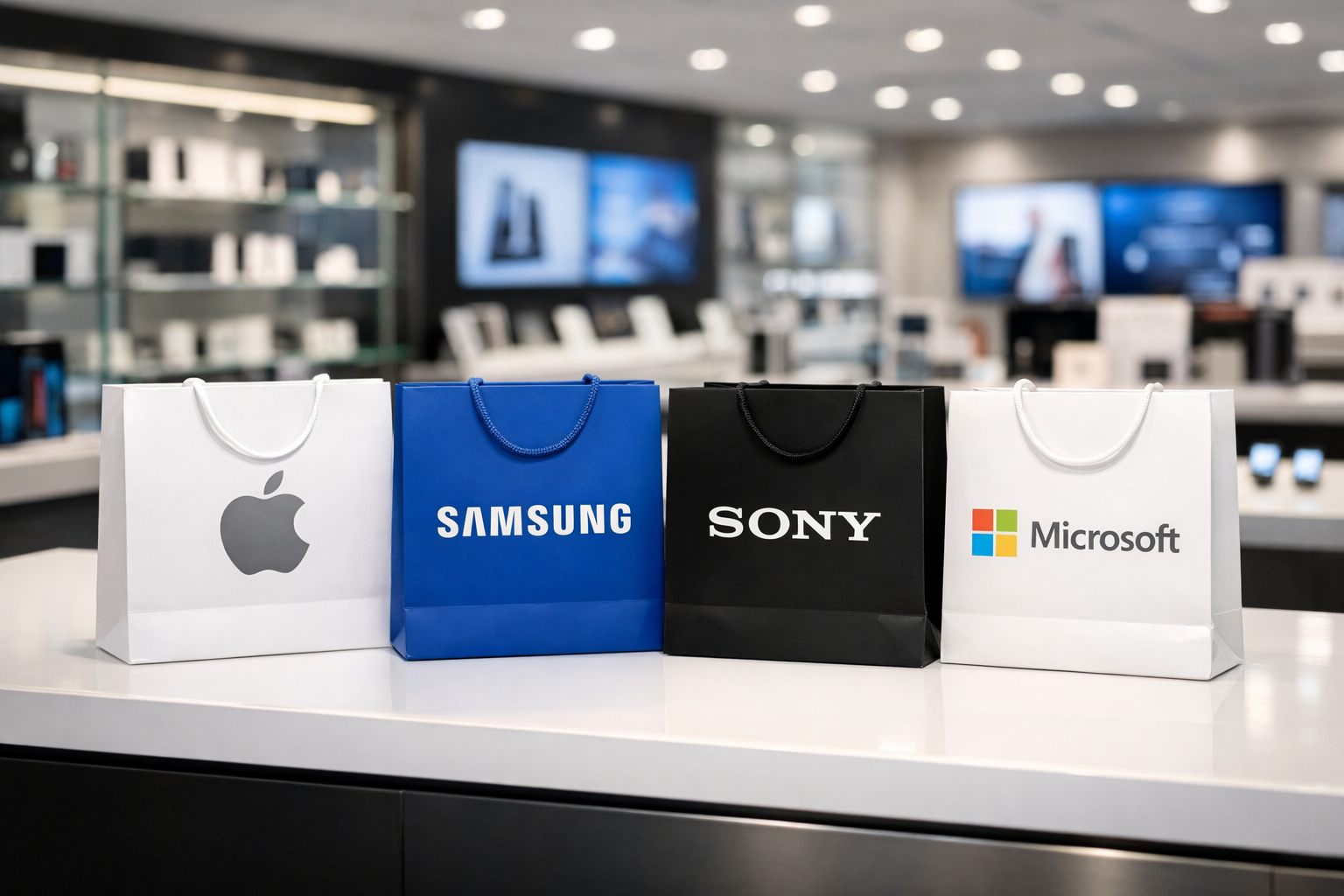 Photorealistic modern tech store